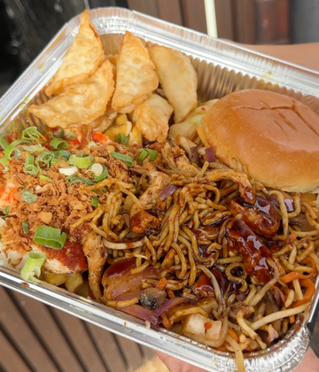 Loaded Box Meal - noodles, burgers, gyozas, fries