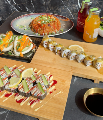 Table shot - yaki, bao, sushi