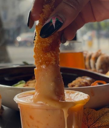 breaded prawn panko dipped in sauce